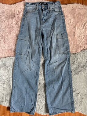 Blue revival wide leg jeans